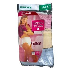 Vintage 1994 Hanes Her Way Pastel Cotton Ladies Briefs Panties 3 pack Size 5 NOS